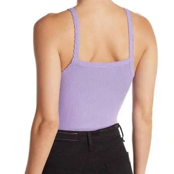 NWT BP by Nordstrom Purple Micro Ribbed Picot Trim Thong Bodysuit - L - Picture 8 of 8